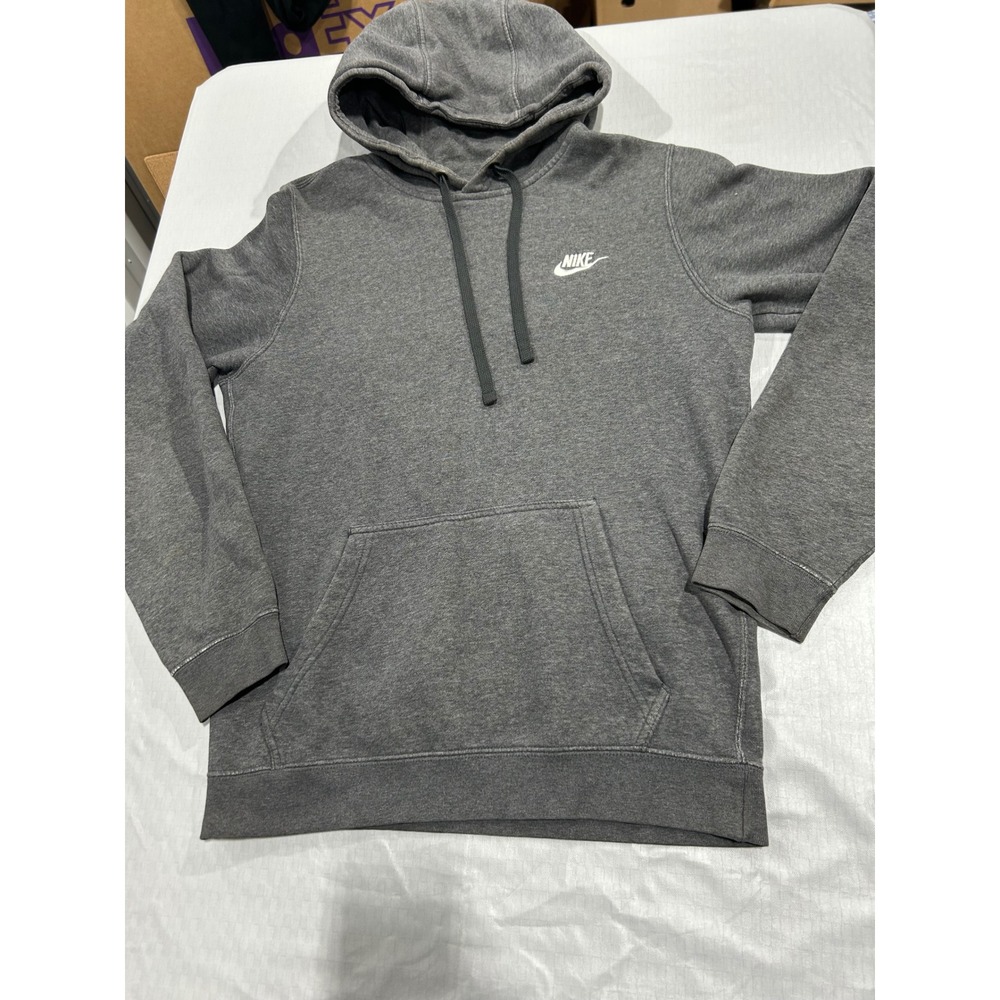 Vintage Nike Hoodie Gray Pullover Sweatshirt Embroidered Logo Charcoal Mens M - Picture 2 of 5